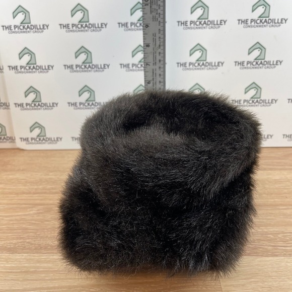 Dark Brown Faux Fur Pillbox Hat Women Winter Cossack Style Warm Plush Accessory